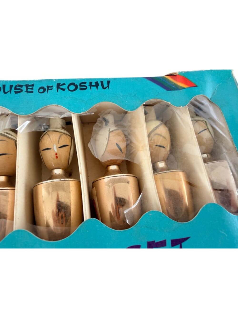 Vintage 1960s House of Koshu Rainbow Set Complete Kokeshi Doll Heads Japanese - Picture 4 of 9